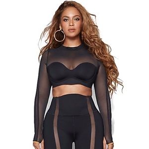 Ivy Park Long Sleeve Mesh Crop Top